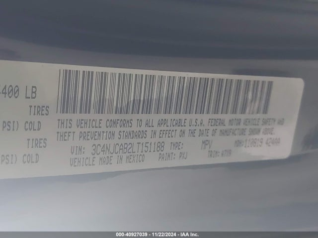 3C4NJCAB2LT151188 Jeep Compass Sport Fwd