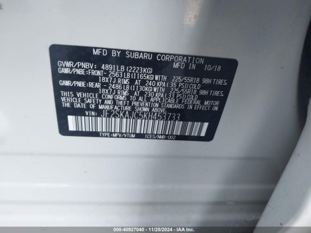 JF2SKAJC5KH453733 Subaru Forester Sport