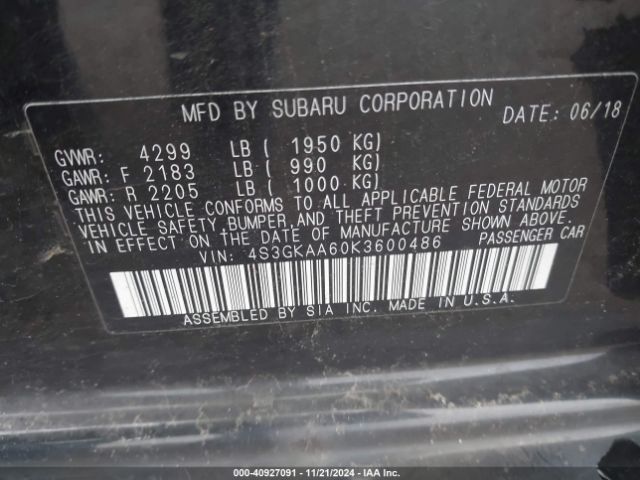 4S3GKAA60K3600486 Subaru Impreza 2.0i