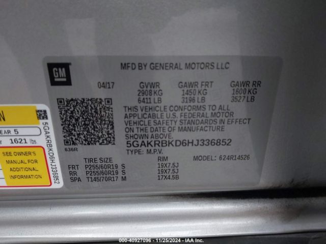 5GAKRBKD6HJ336852 Buick Enclave Leather