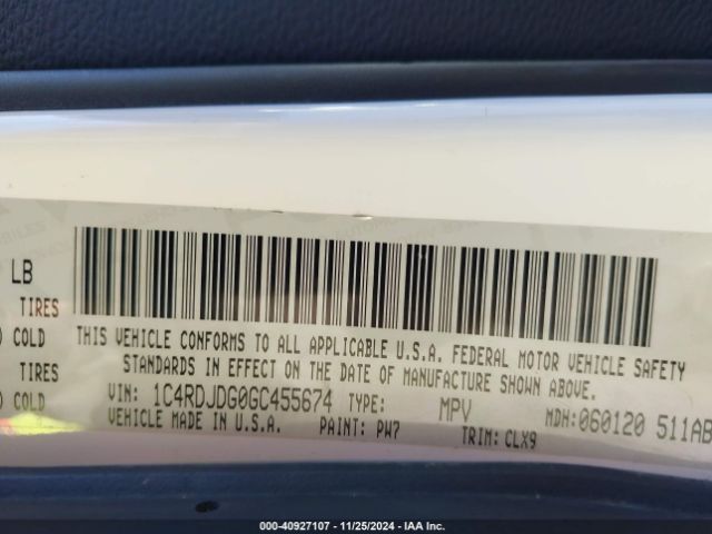 1C4RDJDG0GC455674 Dodge DURANGO LIMITED