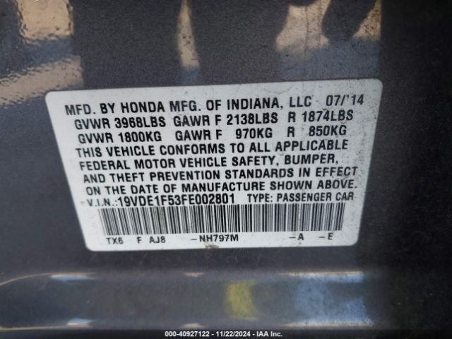 19VDE1F53FE002801 Acura Ilx 2.0l
