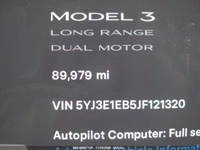 5YJ3E1EB5JF121320 Tesla Model 3 Long Range/performance