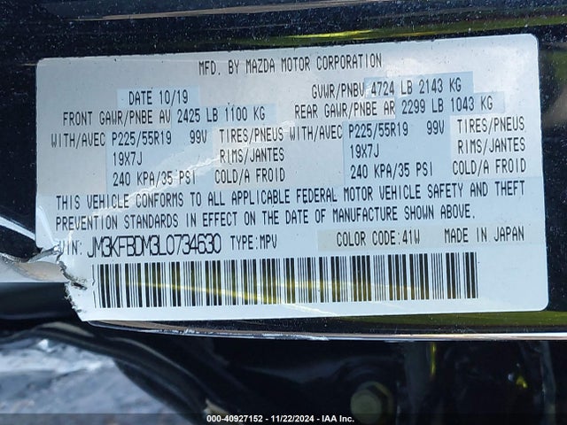 Mazda Cx-5 Grand Touring 2020 JM3KFBDM3L0734630 Image 9