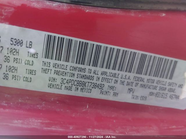 3C4PDCBB8KT738492 Dodge JOURNEY SE