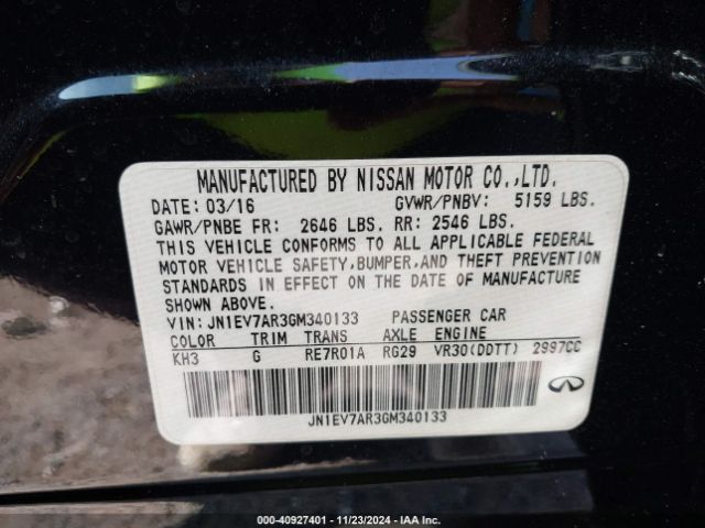 JN1EV7AR3GM340133 Infiniti Q50 3.0t Premium