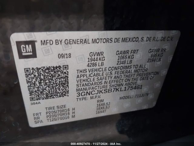 3GNCJKSB7KL175461 Chevrolet TRAX LS
