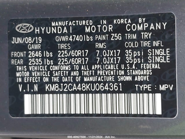 Hyundai TUCSON SE 2019 KM8J2CA48KU064361 Image 9