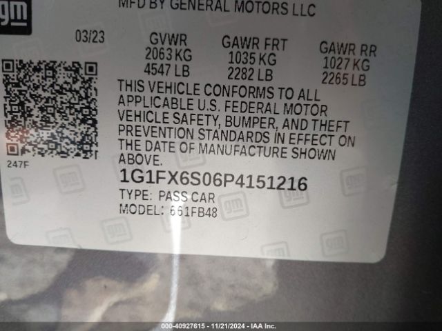 1G1FX6S06P4151216 Chevrolet Bolt Ev Fwd 2lt