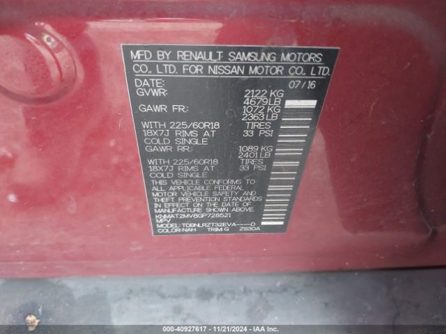 KNMAT2MV8GP728521 Nissan Rogue Sl