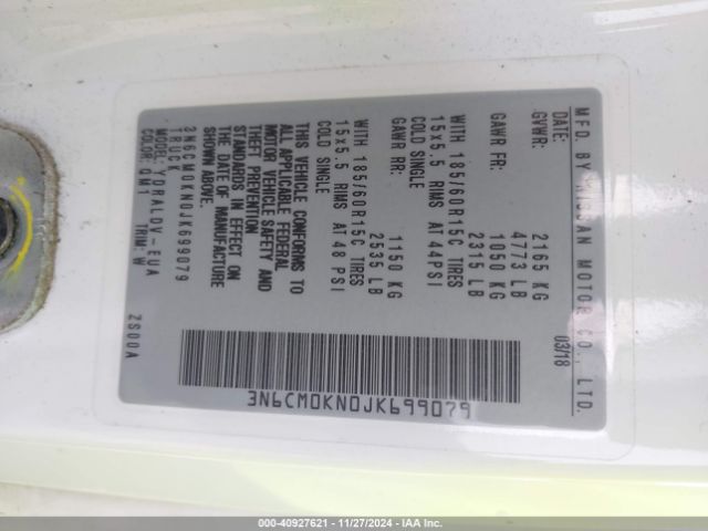 3N6CM0KN0JK699079 Nissan Nv200 S