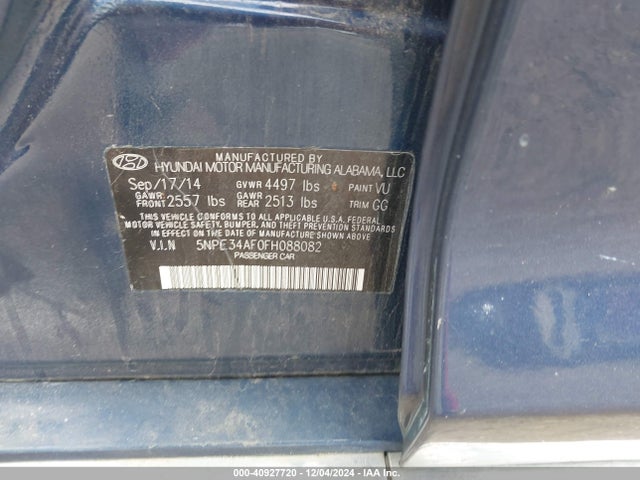 Hyundai Sonata Sport 2015 5NPE34AF0FH088082 Image 9
