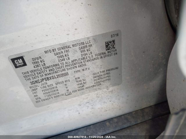 3GNCJPSBXGL260556 Chevrolet Trax Lt