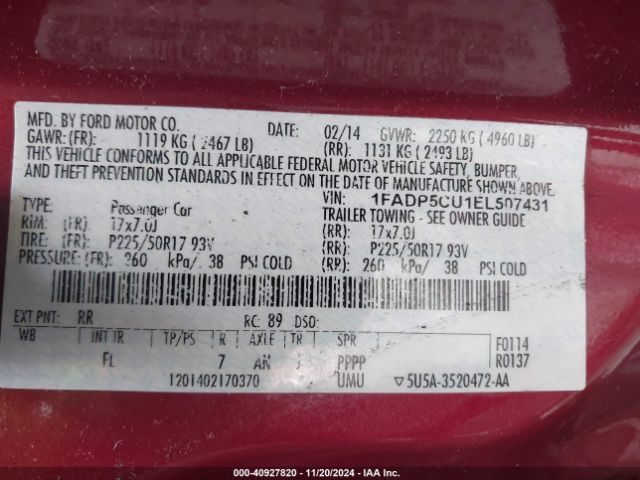 1FADP5CU1EL507431 Ford C-max Energi Sel