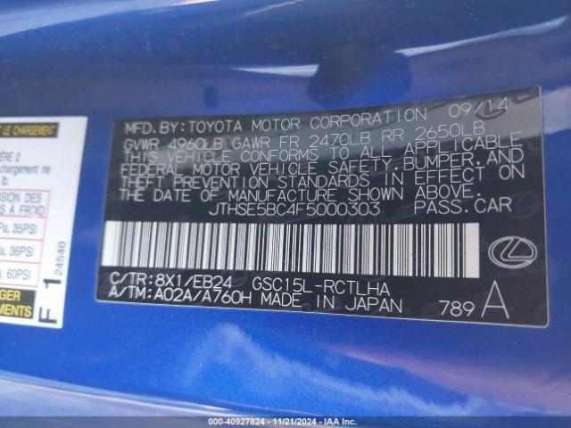 JTHSE5BC4F5000303 Lexus RC 350