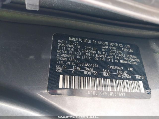 JN1BJ1CV5LW551693 Nissan Rogue Sport Sv Fwd Xtronic Cvt
