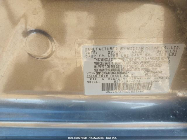 3N1CN7APXGL805460 Nissan Versa