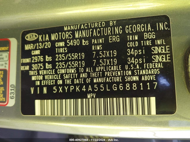 KIA Sorento 3.3l Sx 2020 5XYPK4A55LG688117 Image 9
