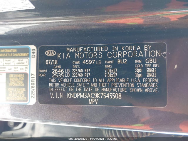 KIA Sportage Lx 2019 KNDPM3AC9K7545508 Image 9