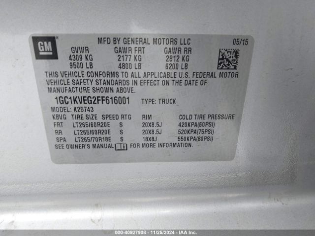 1GC1KVEG2FF616001 Chevrolet Silverado 2500hd Lt