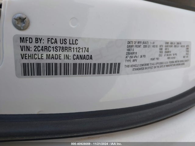 Chrysler Pacifica Hybrid S Appearance Pkg 2024 2C4RC1S78RR112174 Image 9