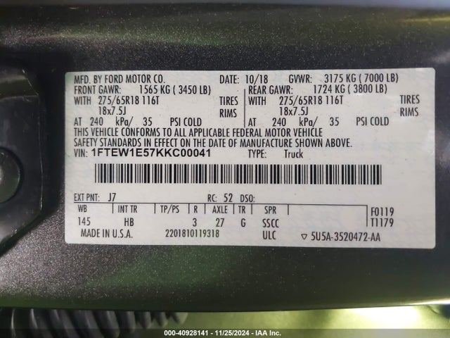 Ford F-150 Lariat 2019 1FTEW1E57KKC00041 Image 9