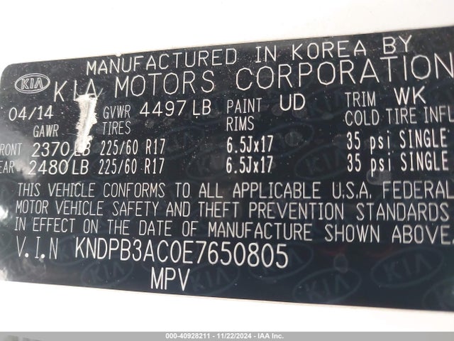 KIA Sportage Lx 2014 KNDPB3AC0E7650805 Image 9