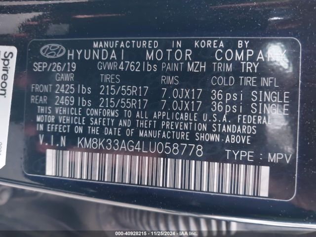 KM8K33AG4LU058778 Hyundai Kona Electric Limited