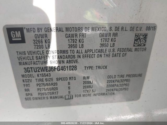 3GTU2WEJ6FG461028 GMC Sierra 1500 Denali