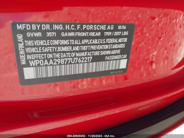 2007 PORSCHE CAYMAN WP0AA29877U762217 Photo 8