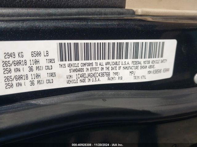 1C4RDJAGXEC438768 Dodge Durango Sxt
