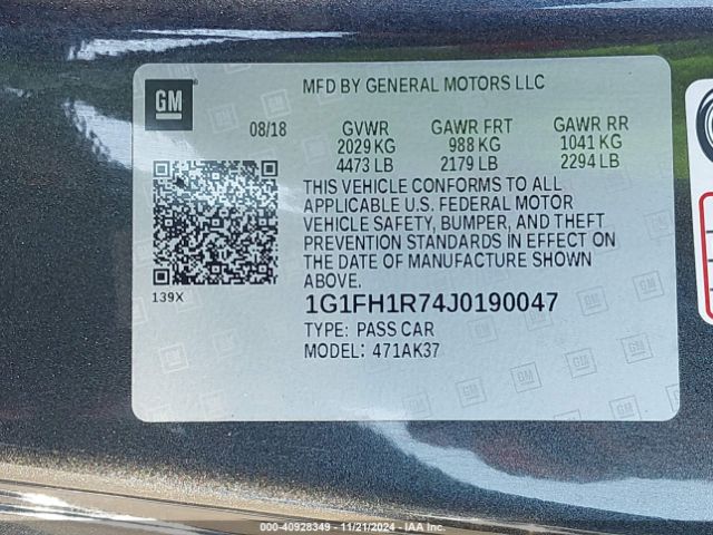 1G1FH1R74J0190047 Chevrolet CAMARO 2SS