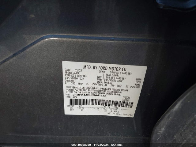 Ford Edge St-line 2022 2FMPK4J98NBA43533 Image 9