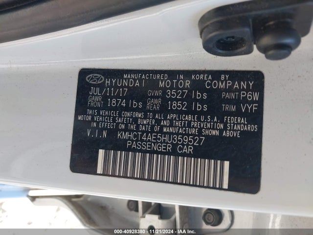 Hyundai ACCENT SE 2017 KMHCT4AE5HU359527 Image 9