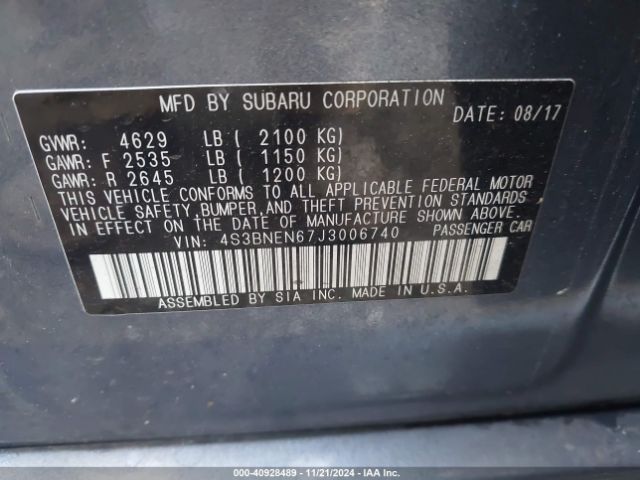 4S3BNEN67J3006740 Subaru Legacy 3.6r Limited