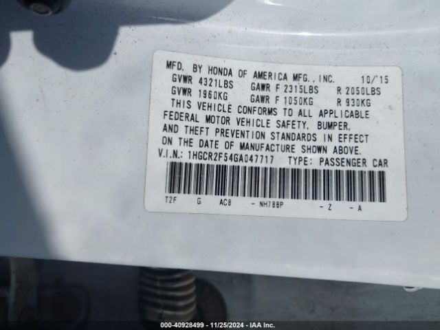 1HGCR2F54GA047717 Honda Accord Sport
