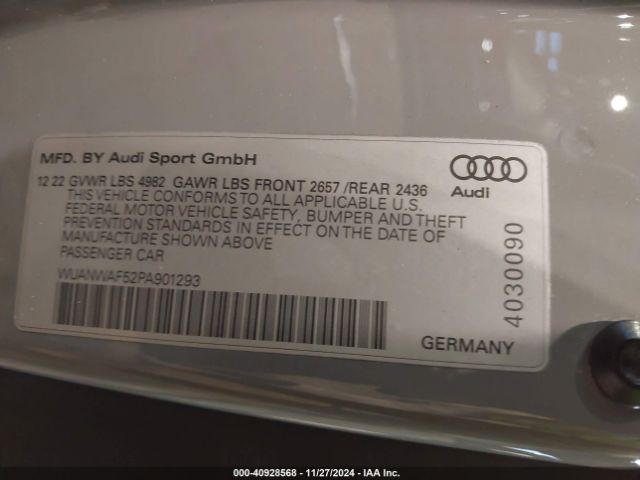 WUANWAF52PA901293 Audi Rs 5 Coupe Tfsi Quattro Tiptronic