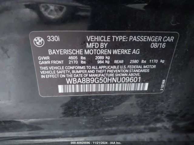 WBA8B9G50HNU09601 BMW 330I