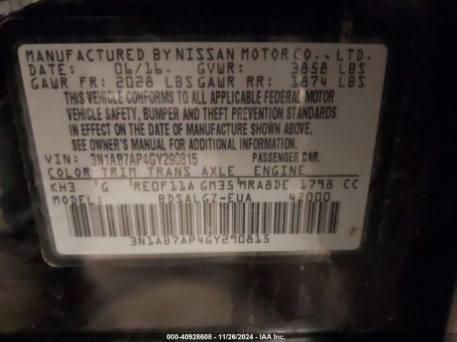 3N1AB7AP4GY290815 Nissan SENTRA SL