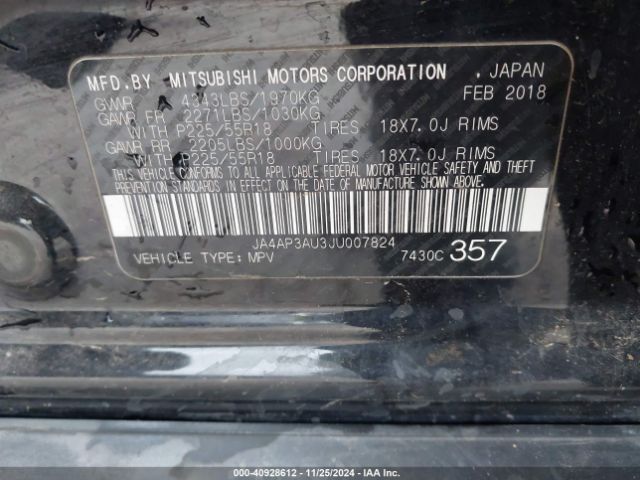 2018 MITSUBISHI OUTLANDER SPORT JA4AP3AU3JU007824 Photo 8