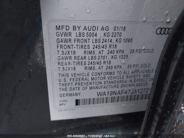 WA19NAF47JA127214 Audi A4 Allroad 2.0t Premium/2.0t Tech Premium