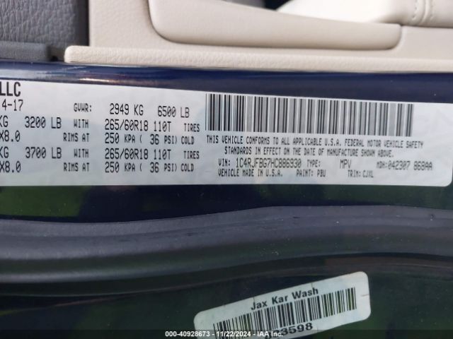 1C4RJFBG7HC886930 Jeep Grand Cherokee Limited 4x4