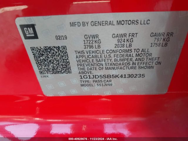 1G1JD5SB5K4130235 Chevrolet Sonic Lt Auto