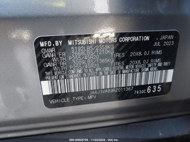 2024 MITSUBISHI OUTLANDER JA4J3VA89RZ011367 Photo 8