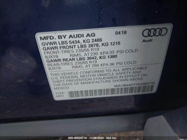 2019 AUDI Q5 WA1BNAFY7K2093775 Photo 8