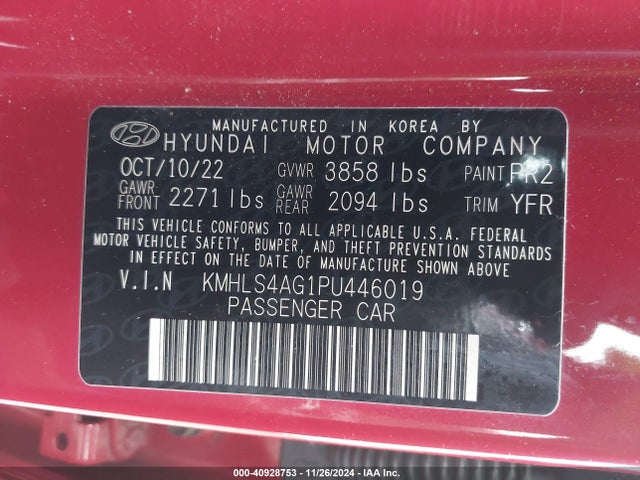 Hyundai ELANTRA SEL 2023 KMHLS4AG1PU446019 Image 9