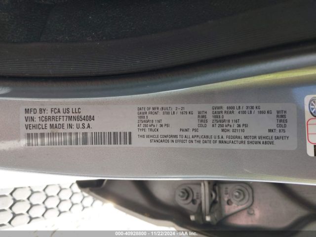 1C6RREFT7MN654084 RAM 1500 Big Horn  4x2 5'7 Box