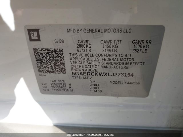 5GAERCKWXLJ273154 Buick Enclave Fwd Premium