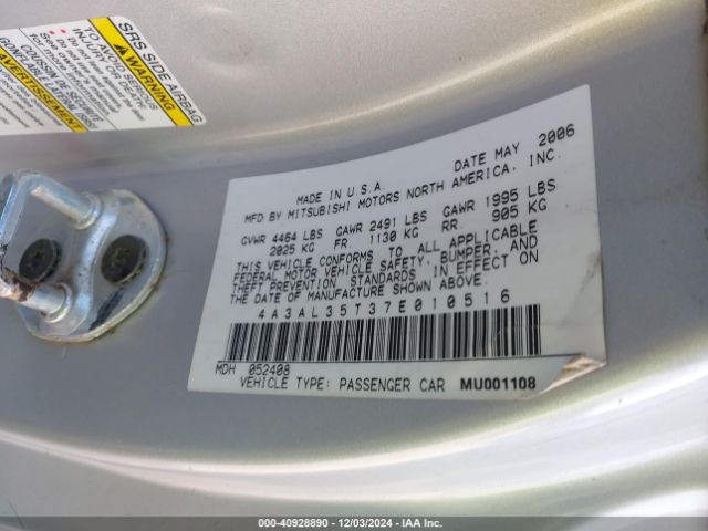 2007 MITSUBISHI ECLIPSE SPYDER 4A3AL35T37E010516 Photo 8