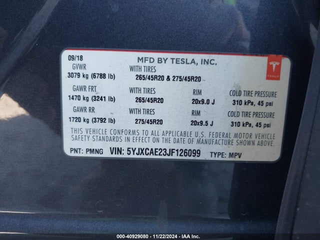 2018 TESLA MODEL X 5YJXCAE23JF126099 Photo 8